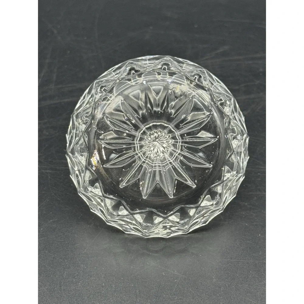 Clear Glass Ring Holder Dish with Cone – Star Pattern Vanity Jewelry Stand